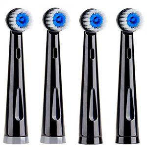 Gloridea Electric Toothbrush Replacement Round Heads 4pcs/pack for Gloridea Rotary Electric Toothbrush GD-2205 Model, Soft Bristle Brush Head in Black