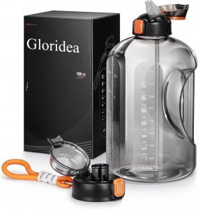 Gloridea 30oz Sport Water Bottle with Time Markers, Large Durable Gym Plastic Bottle Tritan BPA Free for Fitness, Outdoor Enthusiasts