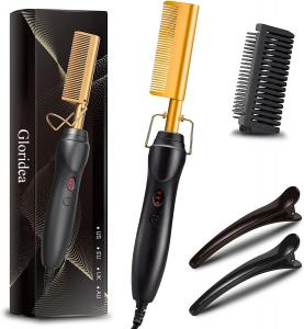 Gloridea Electric Comb Hair Straightener Brush for Men Women Electric Heating Comb